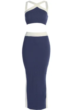 Navy Heartbreaker Two-Piece Skirt Set*JLUXLABEL Outlet