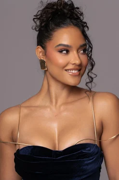 Navy JOSANNA VELVET MIDI DRESS*JLUXLABEL Clearance