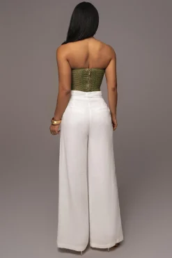 Off White Waverly Linen Trousers*JLUXLABEL Clearance