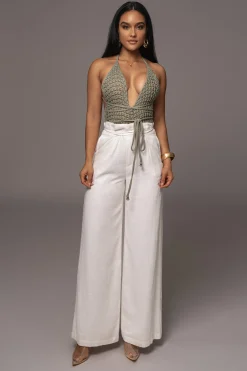 Off White Waverly Linen Trousers*JLUXLABEL Clearance