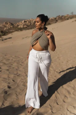 Off White Waverly Linen Trousers*JLUXLABEL Clearance