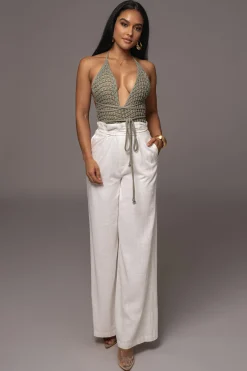 Off White Waverly Linen Trousers*JLUXLABEL Clearance