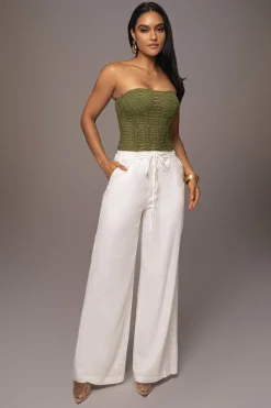 Off White Waverly Linen Trousers*JLUXLABEL Clearance