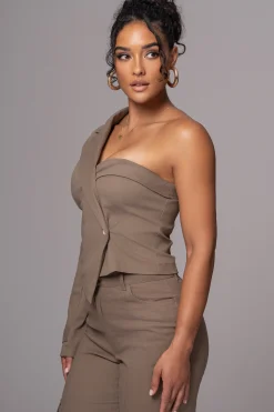 Olive Amal One Shoulder Top*JLUXLABEL Clearance