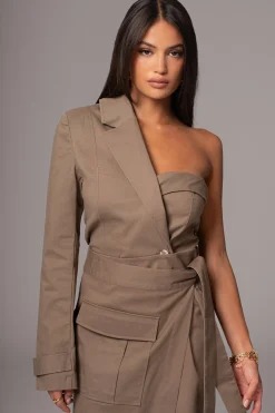 Olive Amal One Shoulder Top*JLUXLABEL Clearance