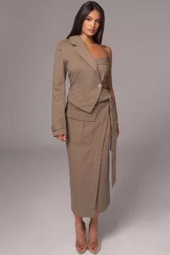 Olive Amal One Shoulder Top*JLUXLABEL Clearance