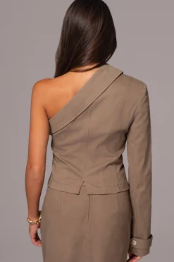 Olive Amal One Shoulder Top*JLUXLABEL Clearance