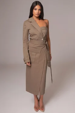 Olive Amal One Shoulder Top*JLUXLABEL Clearance