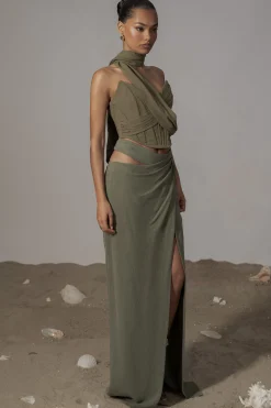 Olive Coastal Bliss Linen Bustier*JLUXLABEL Online