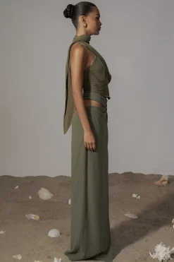 Olive Coastal Bliss Linen Bustier*JLUXLABEL Online
