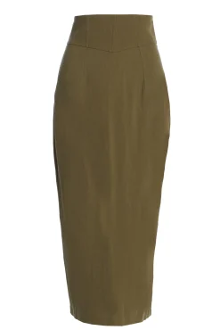 Olive Coastland Linen Skirt*JLUXLABEL Clearance