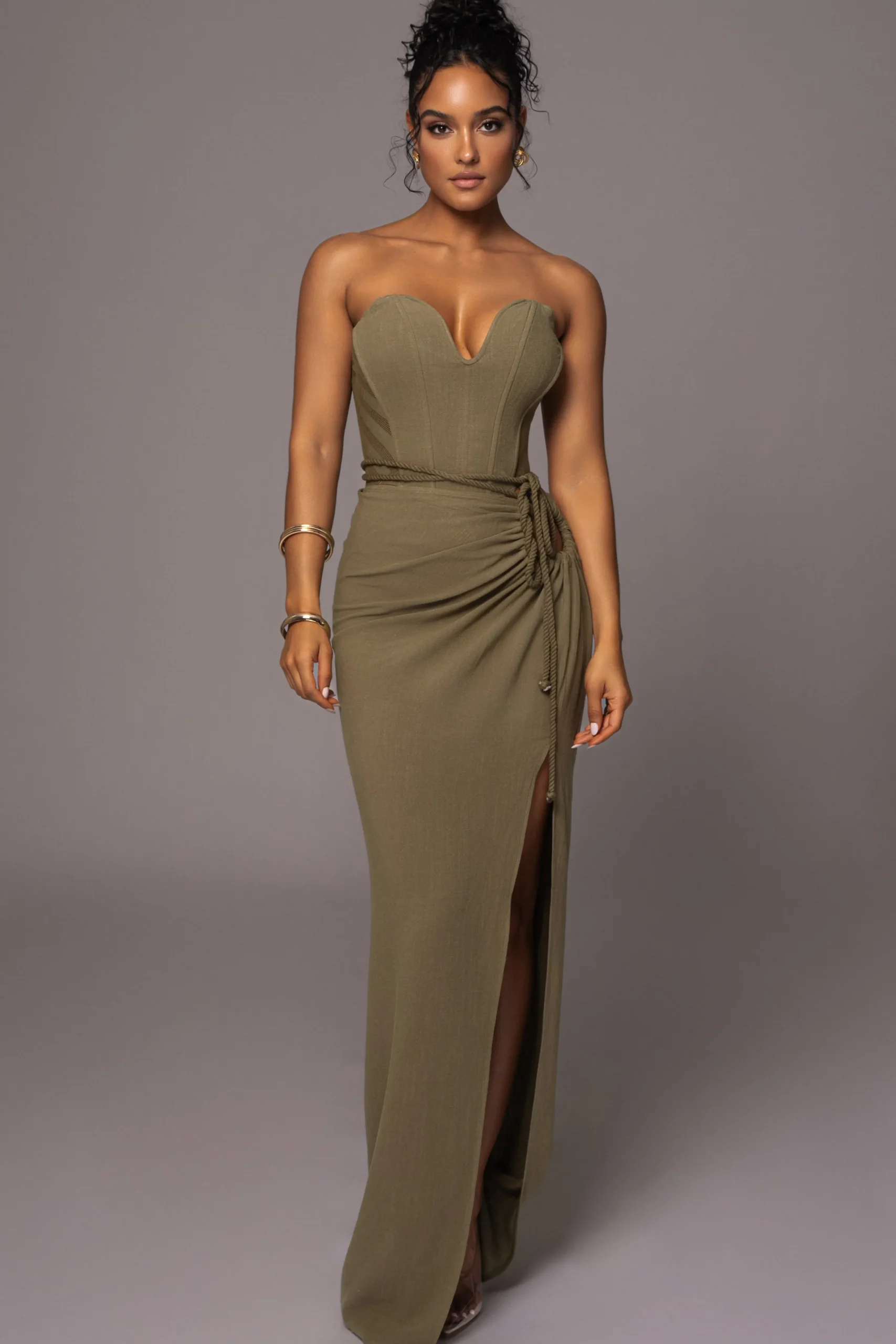 Olive Destination Linen Skirt Set*JLUXLABEL Clearance