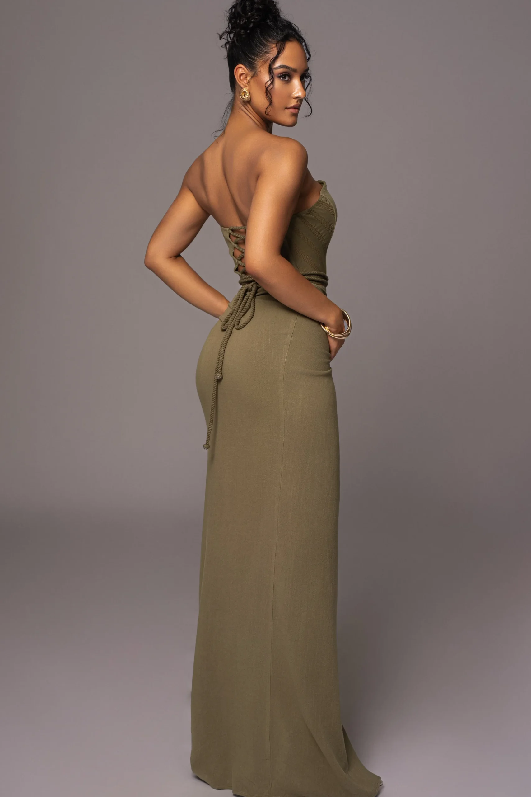 Olive Destination Linen Skirt Set*JLUXLABEL Clearance