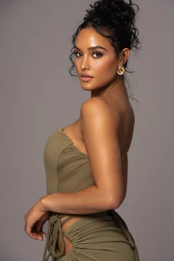 Olive Destination Linen Skirt Set*JLUXLABEL Clearance