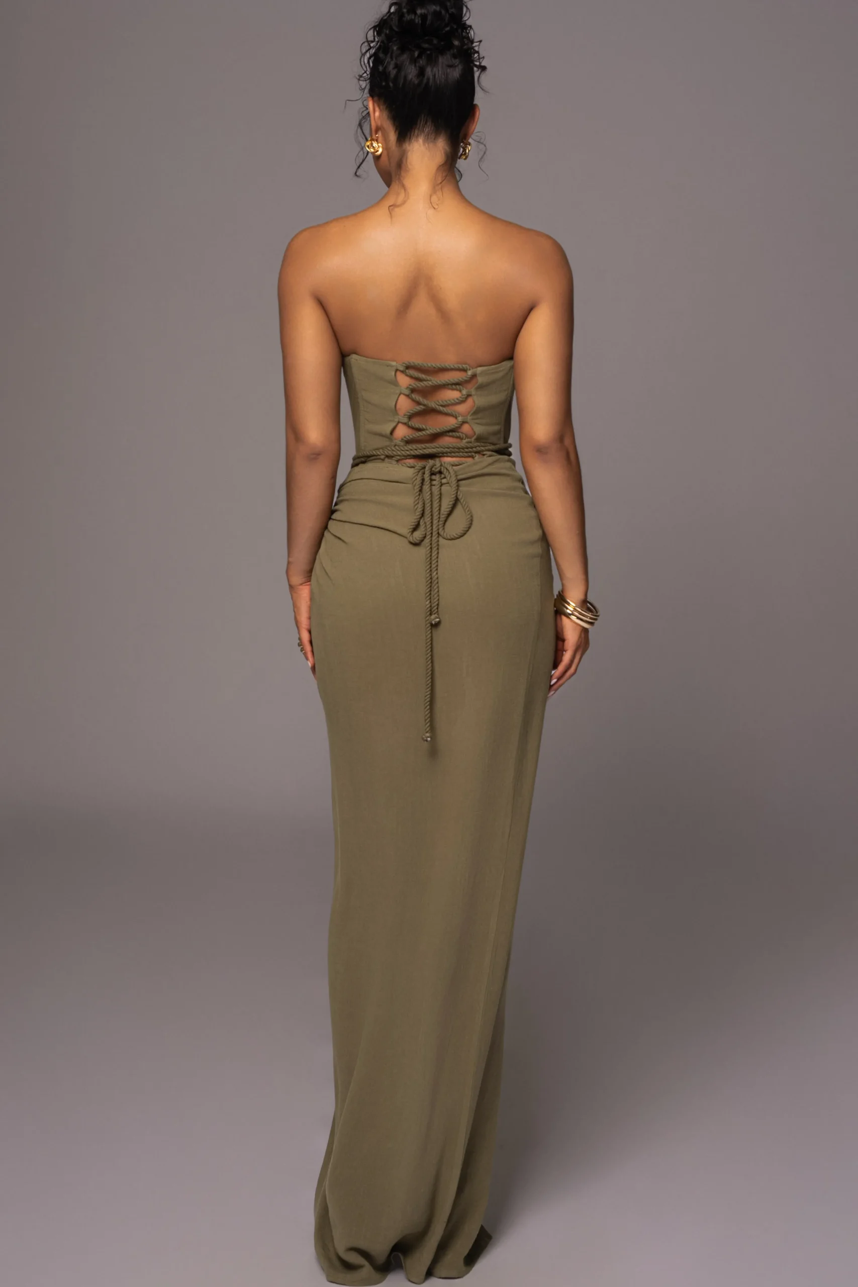 Olive Destination Linen Skirt Set*JLUXLABEL Clearance