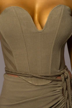 Olive Destination Linen Skirt Set*JLUXLABEL Clearance