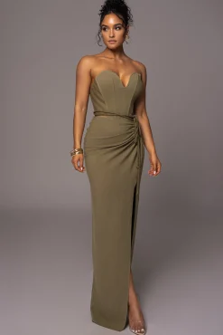 Olive Destination Linen Skirt Set*JLUXLABEL Clearance