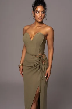 Olive Destination Linen Skirt Set*JLUXLABEL Clearance