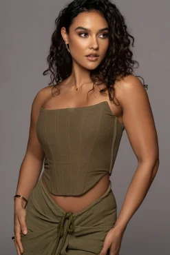 Olive Fenix Reversible Linen Corset*JLUXLABEL Fashion