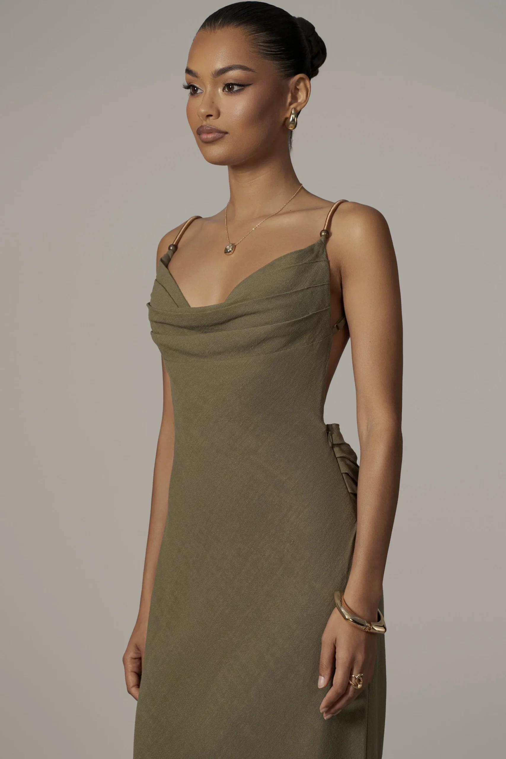 Olive Getaway Linen Maxi Dress*JLUXLABEL Sale