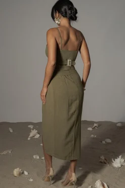 Olive Gisele Linen Slit Skirt*JLUXLABEL Hot