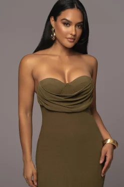 Olive Linen Visions Of You Dress*JLUXLABEL Hot