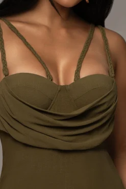 Olive Linen Visions Of You Dress*JLUXLABEL Hot