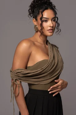 Olive New Obsession Draped Top*JLUXLABEL Sale