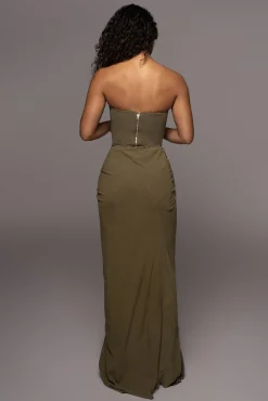 Olive Noelia Linen Slit Skirt*JLUXLABEL Hot