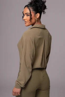 Olive Soho Front Tied Woven Top*JLUXLABEL Online
