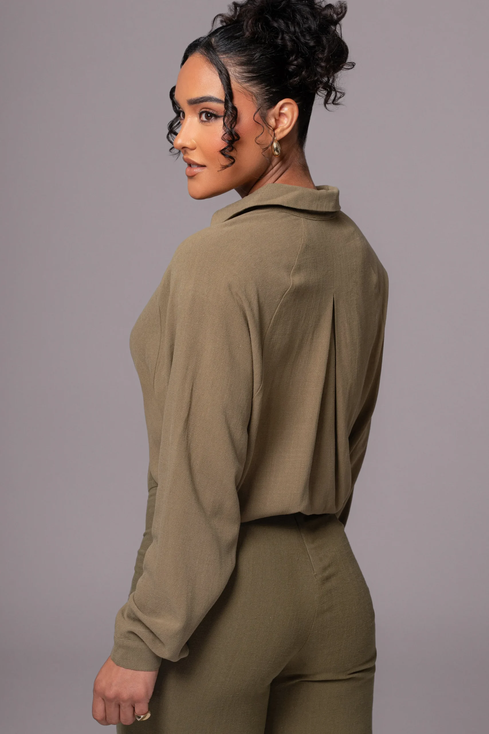 Olive Soho Front Tied Woven Top*JLUXLABEL Online