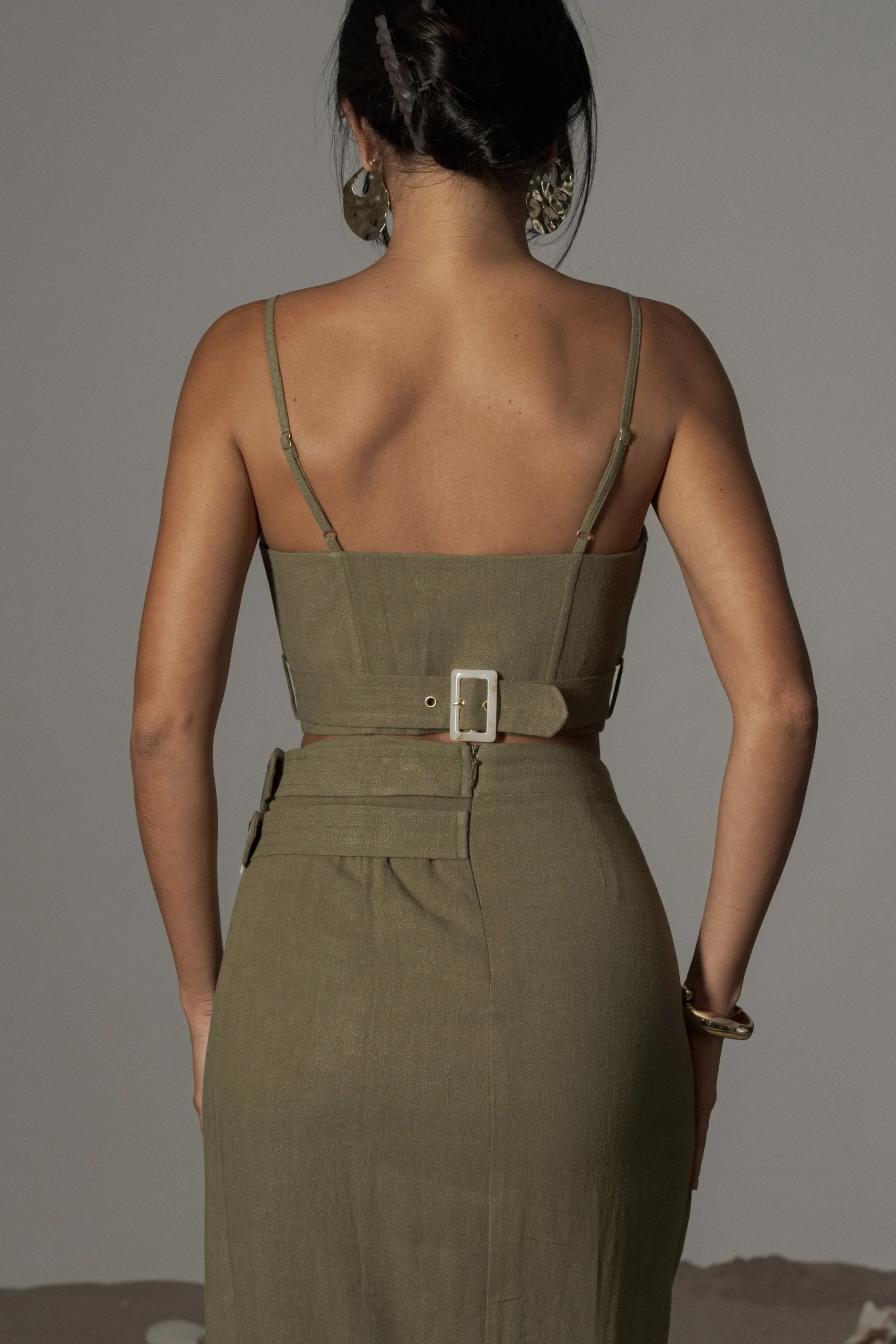 Olive Sunrise Linen Bustier*JLUXLABEL Sale