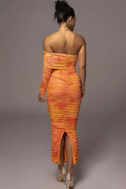 Orange Capri Ruched Dress*JLUXLABEL Discount
