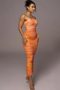 Orange Capri Ruched Dress*JLUXLABEL Discount
