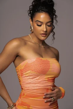 Orange Capri Ruched Dress*JLUXLABEL Discount