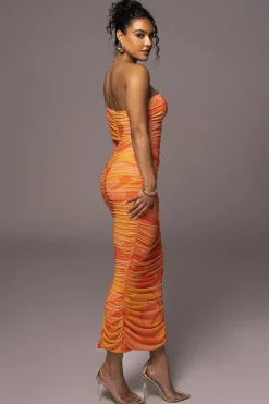 Orange Capri Ruched Dress*JLUXLABEL Discount