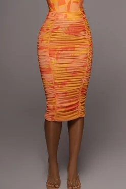 Orange Costa Rica Floral Skirt*JLUXLABEL Outlet