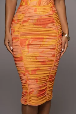 Orange Costa Rica Floral Skirt*JLUXLABEL Outlet