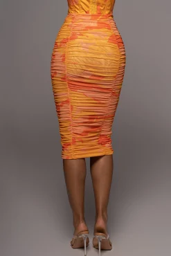 Orange Costa Rica Floral Skirt*JLUXLABEL Outlet