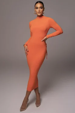 Orange Shaye Mock Neck Dress*JLUXLABEL Best