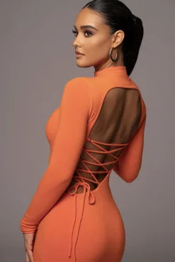 Orange Shaye Mock Neck Dress*JLUXLABEL Best