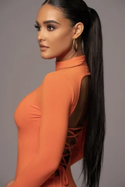 Orange Shaye Mock Neck Dress*JLUXLABEL Best