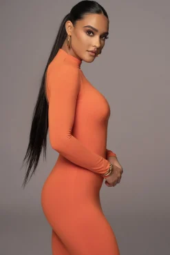 Orange Shaye Mock Neck Dress*JLUXLABEL Best