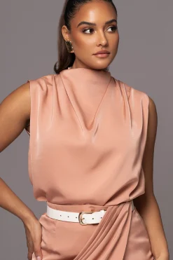 Peach Desiree Mock Neck Top*JLUXLABEL New