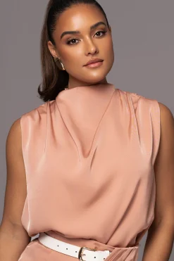Peach Desiree Mock Neck Top*JLUXLABEL New