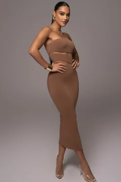 Pecan Unpredictable Midi Dress*JLUXLABEL Discount