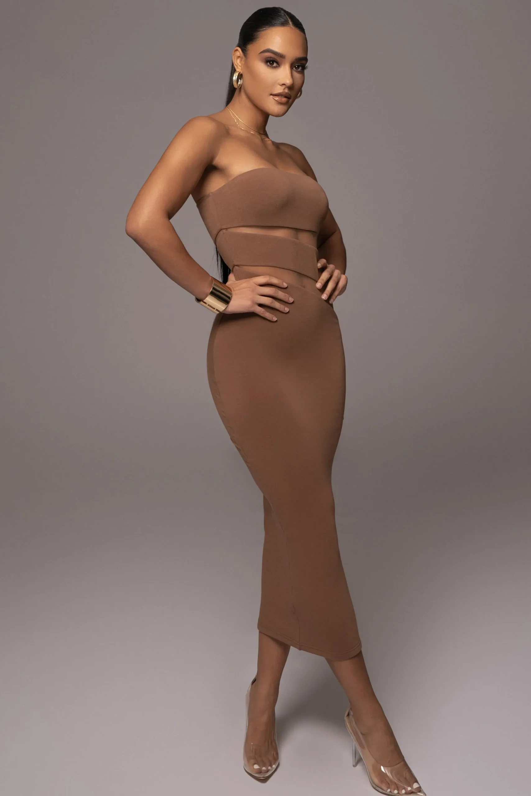 Pecan Unpredictable Midi Dress*JLUXLABEL Discount