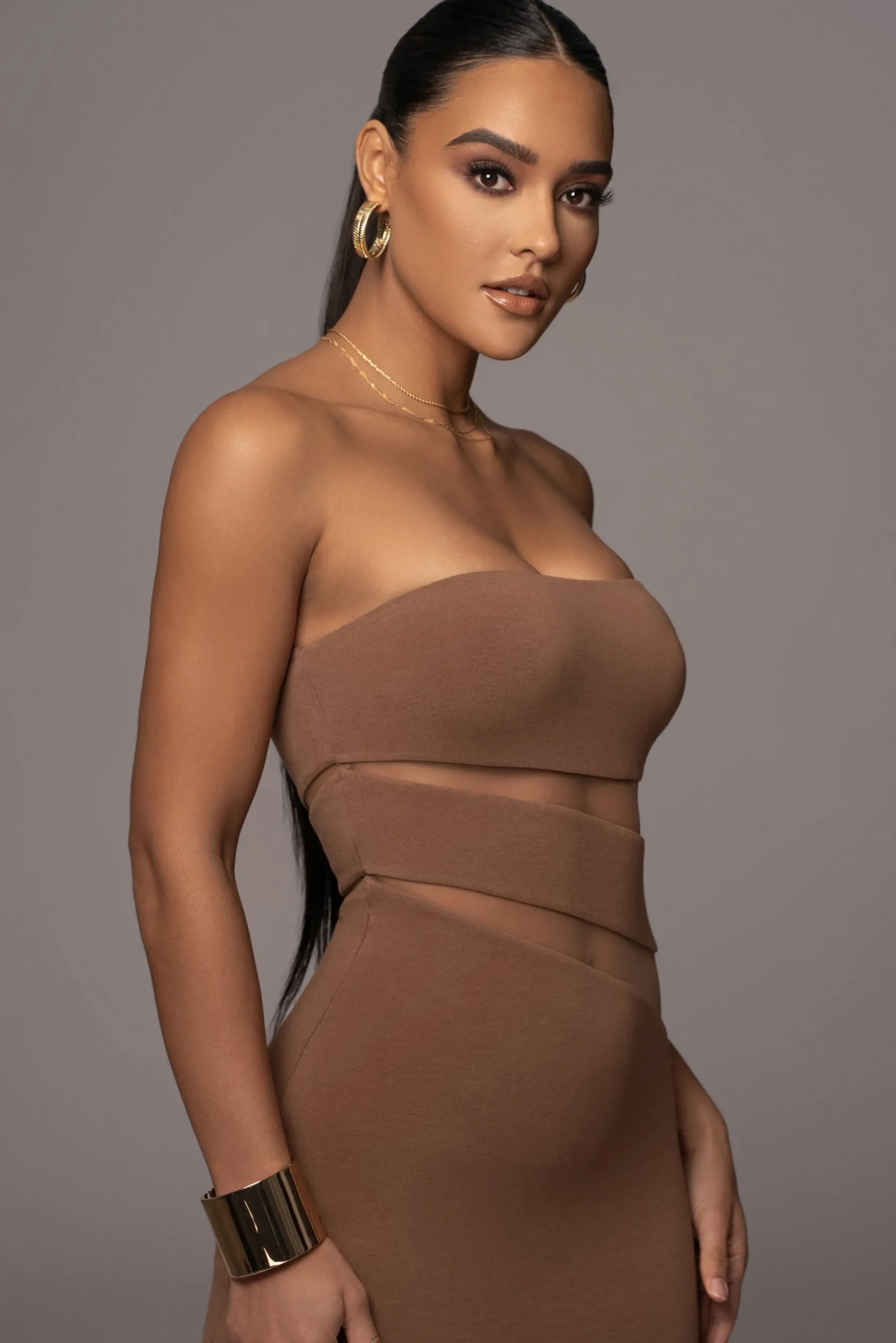 Pecan Unpredictable Midi Dress*JLUXLABEL Discount