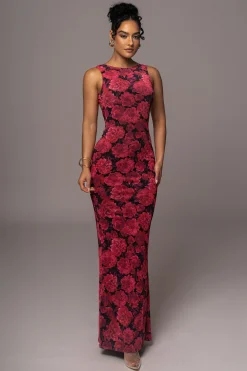 Pink Floral Front And Center Maxi Dress*JLUXLABEL Fashion