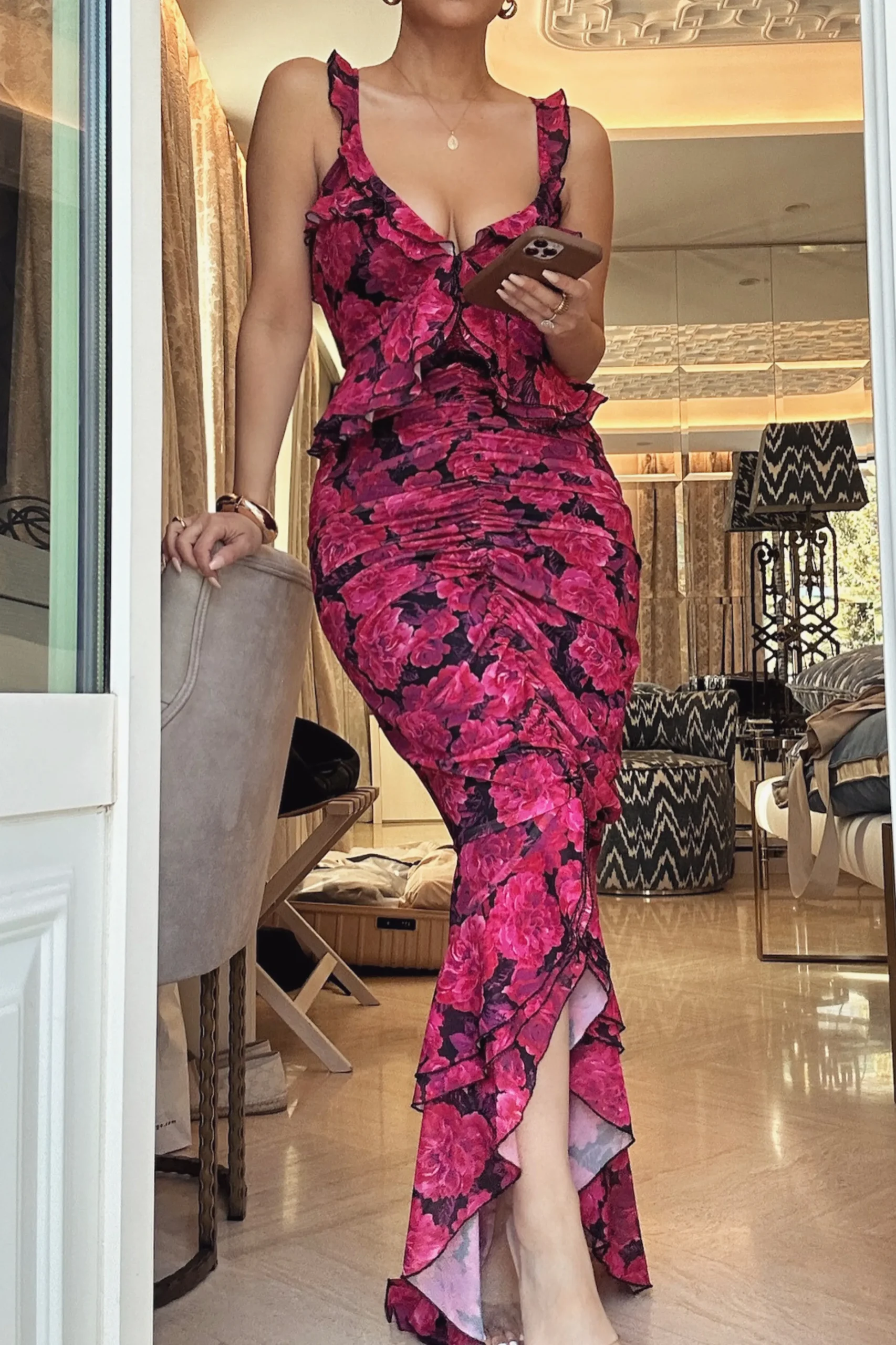 Pink La Costa Ruffle Maxi Dress*JLUXLABEL Best